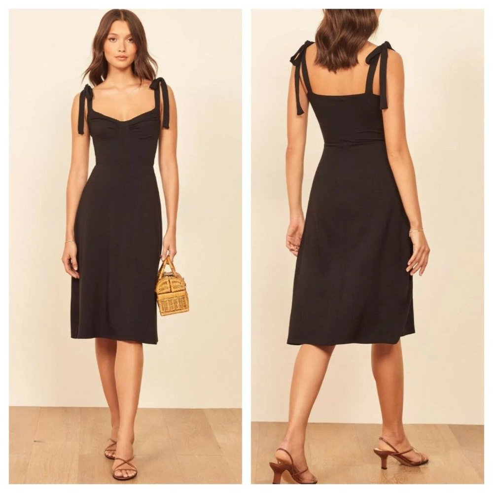 Reformation Wells Tie Shoulder Stretch Dress